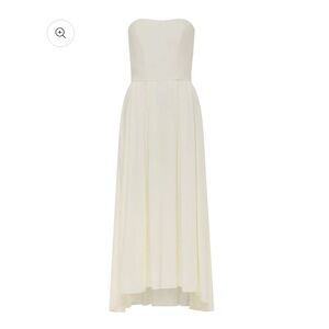 Azeeza Ezra Satin Midi Dress Ivory Strapless Corset A-Line NWT Size M